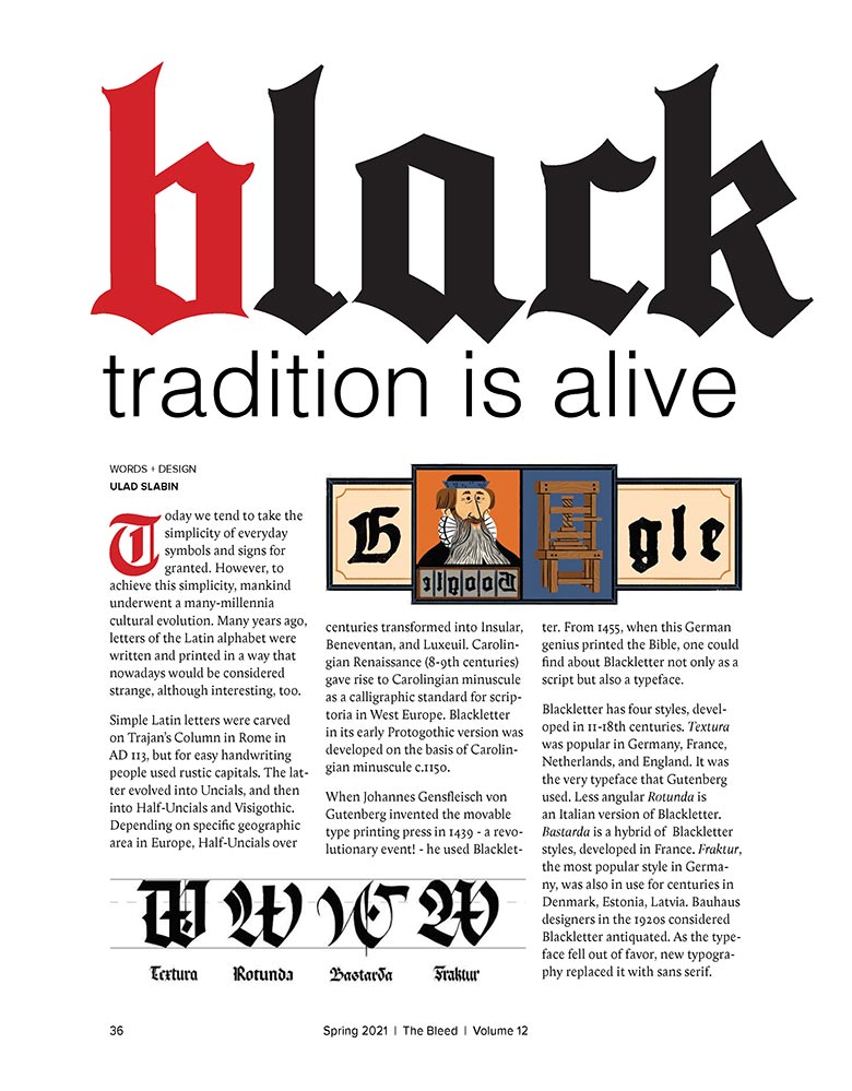 Typography article in 'The Bleed'